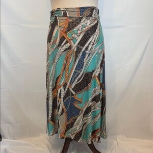 Mishka Abstract Maxi Skirt in Teal and Orange